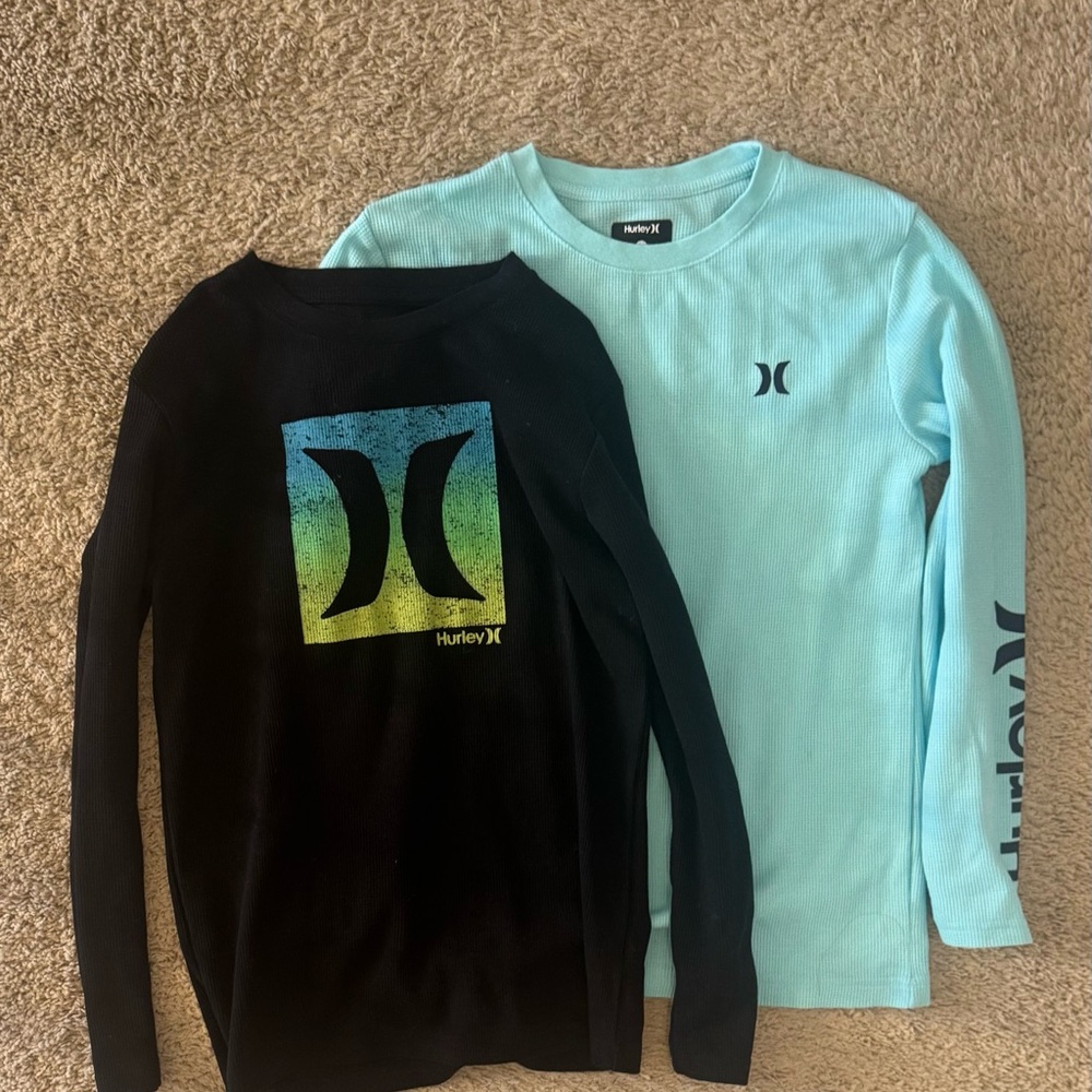 Hurley Kids' Black and Blue Long Sleeve Shirts